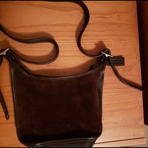 Vintage Coach Brown Suede/Leather Crossbody Bag